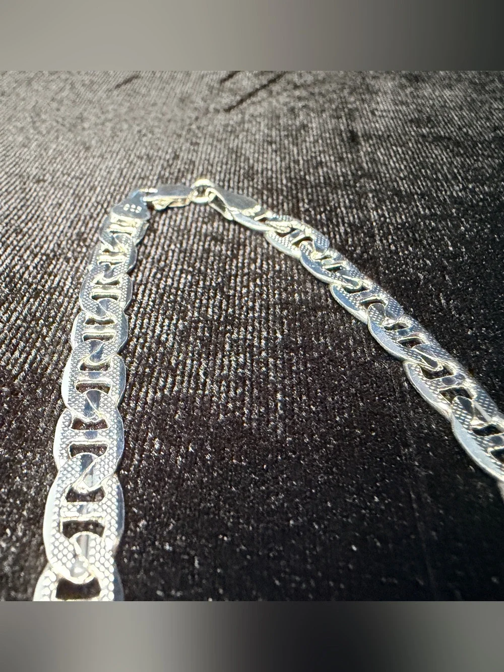 925 Stamped Silver Diamond Cut Mariner Necklace 20in 7MM 27.5g BRAND NEW.